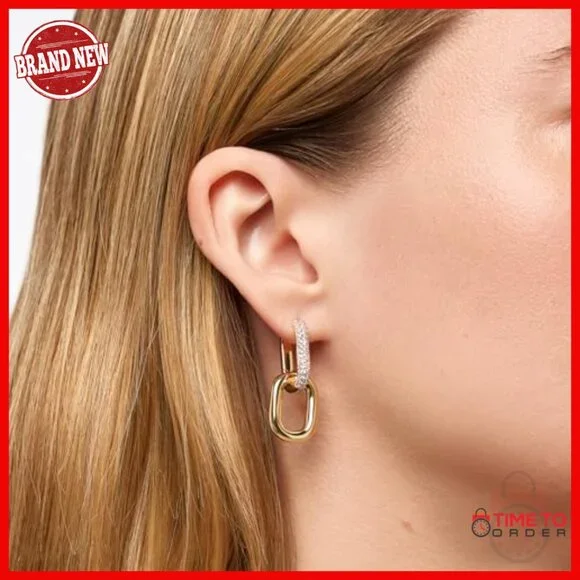 14K Gold Plated Double Hoop Earrings, Lightweight Hypoallergenic Daily Wear